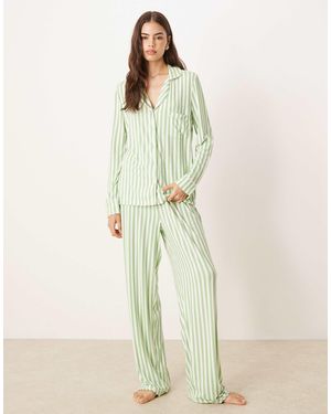 ASOS Asos Design Tall Long Sleeve Super Soft Pajama Set - Natural