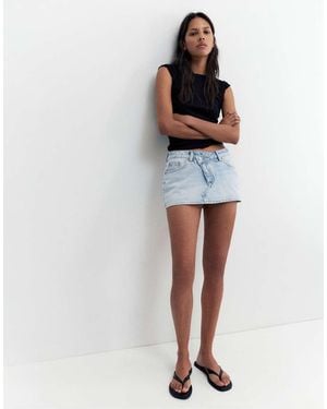 Pull&Bear Denim Crossover Skort - Blue