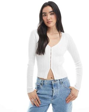 Cotton On Cropped Ribbed Cardigan - White