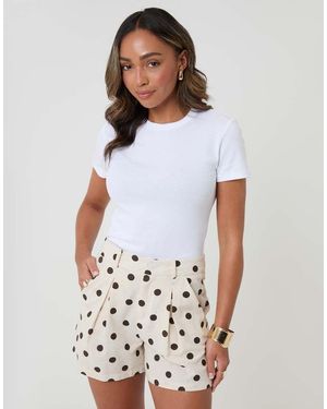 Threadbare Polka Dot Tailored Shorts - White