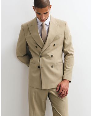 ASOS Regular Double Breasted Suit Blazer - Natural