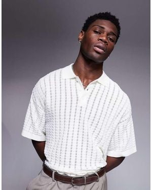 ADPT Knitted Texture Polo Shirt - White