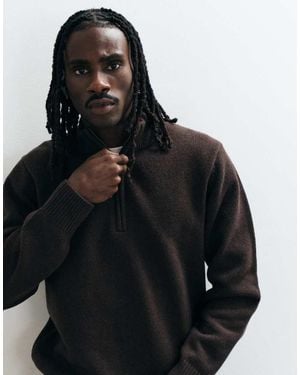 Wrangler 1/4 Zip Wool Mix Sweatshirt - Black