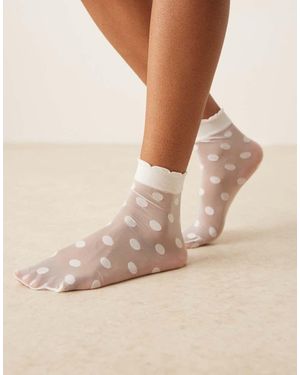 ASOS Calcetines Tobilleros Blancos Transparentes Con Estampado De Lunares Y Volante Superior De - Neutro