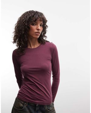 Weekday Top A Maniche Lunghe Slim Fit Color Prugna Polvere - Viola