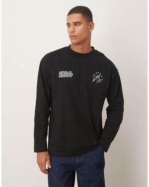 ASOS Heavyweight Long Sleeve T-shirt With Street Graphic - Black