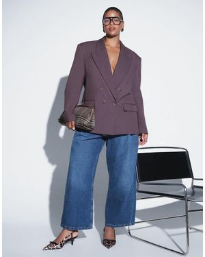 ASOS Curve Tailored Strong Shoulder Double Breasted Blazer - Purple