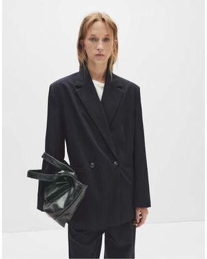Pull&Bear Oversize Pinstripe Blazer - Blue