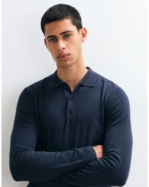 Blend Knitted Polo Shirt - Blue