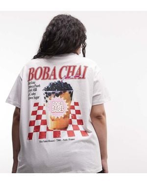 Noisy May Oversized T-shirt With Chai Back Print - Red