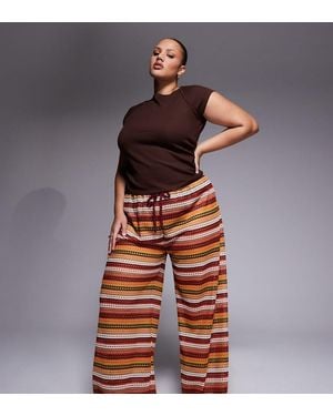 South Beach Wide Leg Crochet Trousers - Red