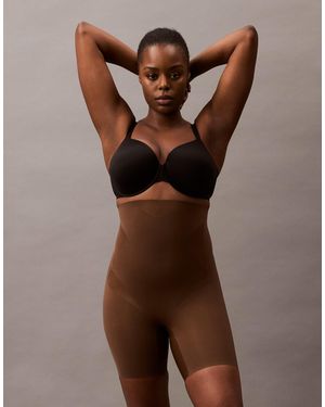 Calvin Klein Shapewear Firm Sculpted Stay Put Stretch Tummy Shorts - Brown
