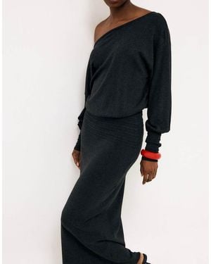 NA-KD Seam Detail Batwing Dress - Blue