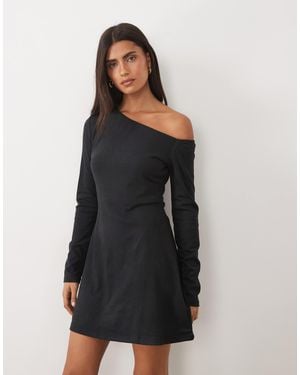 ASOS Supersoftes minikleid mit u-boot-ausschnitt und langen ärmeln - Schwarz