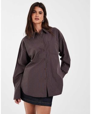 JJXX Jamie Oversized Poplin Striped Shirt - Purple