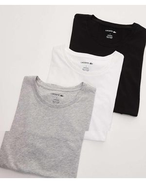 Lacoste Pack De 3 Camisetas De Estar Por Casa De Color Negro, Gris Y Blanco De - Multicolor