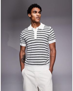 South Beach Knitted Polo Top - Black