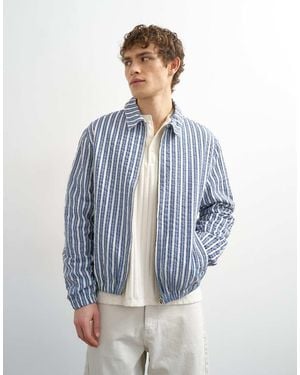 TOPMAN Gestreept Harrington Jack Met Textuur - Blauw