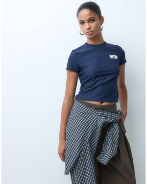Lacoste Tennis Heritage Badge Accent Rib T-Shirt - Blue