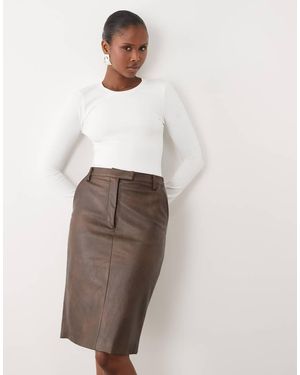 Bardot Phenix Faux Leather Knee Length Skirt - White