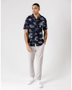 French Connection Cotton Stretch Five-Pocket Regular Fit Chino Trousers - Blue