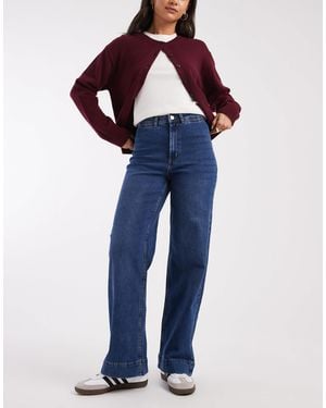 Vero Moda Kayla High Waisted Wide Leg Jeans With Wide Hems - Blue