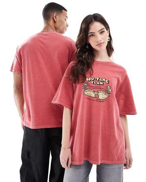 PRNT X Wu-Tang Clan Gravel Cartoon Relaxed Fit T-Shirt - Red