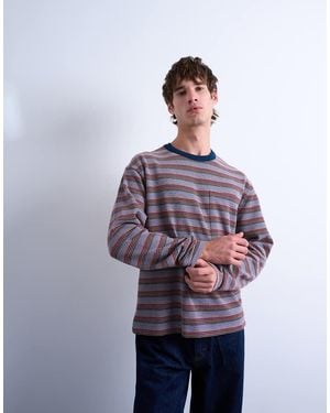 TOPMAN Camiseta Corta A Rayas Multicolores De Manga Larga De