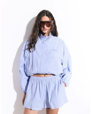 CERNUCCI Gestreiftes nylon-jackenset mit stehkragen - Weiß