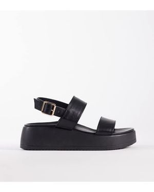 New Look Faux Leather Flatform Sandal - Blue