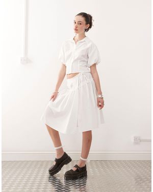 Collusion Drop Waist Poplin Skirt Co-ord - Natural
