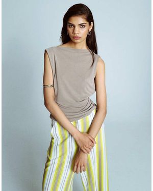 TOPSHOP Cupro Cowl Back Tank Top - Blue