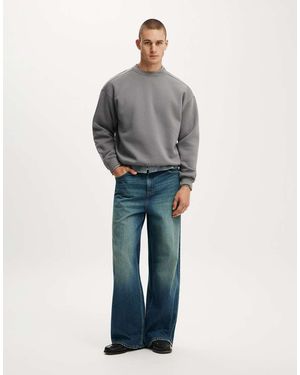 Cotton On Box Fit Crew Jumper - Blue