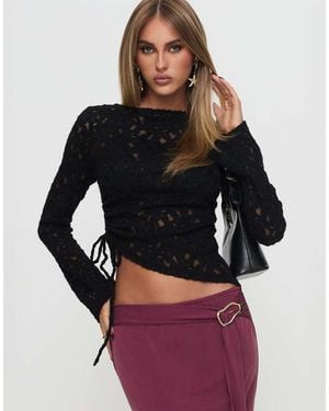 Princess Polly Sensua Lace Ruched Side Long Sleeve Top - Blue