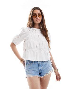 Pieces Tie Side Ruched Top - White