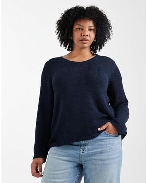 ONLY V-Neck Knitted Sweater - Blue