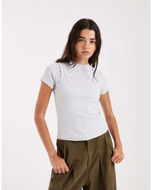 ASOS Double Layer Short Sleeve Top - White