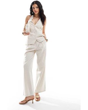 4th & Reckless Linen Blend High Waisted Wide Leg Trousers - White