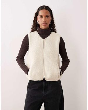 Pimkie Borg Sleeveless Zip Through Vest - Natural