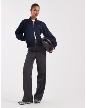 Lacoste Ribbed Collar Cotton Blend Lined Jacket - Blue