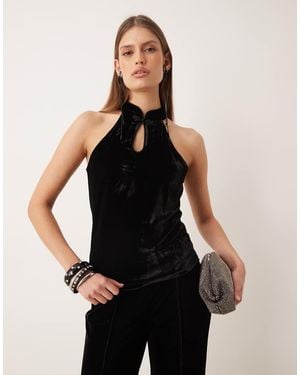 Mango Velvet Cut Out Top Co-ord - Black