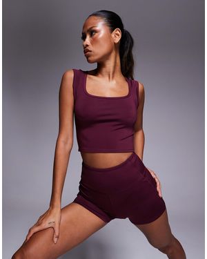 4505 Active Square Neck Cap Sleeve Top - Purple