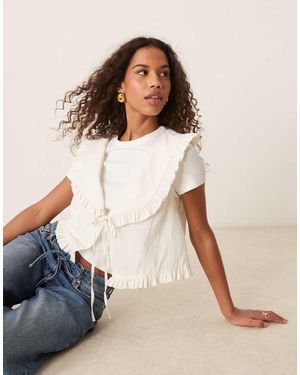ASOS Linen Look Frill Collar Waistcoat - Natural