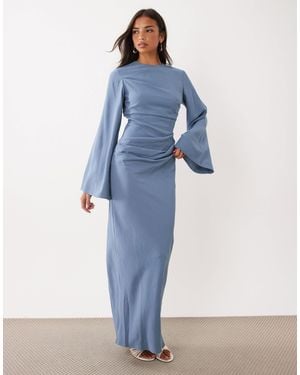 ASOS Long Sleeve Waisted Maxi Dress - Blue