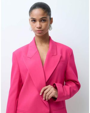 ASOS Tailored Strong Shoulder Double Breasted Blazer - Pink
