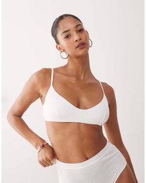 Weekday Ribbed Scoop Bra - Brown