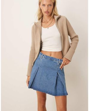 ASOS Denim Pleated Midi Skirt - Blue