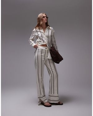 laagam Striped Linen Pants - Grey