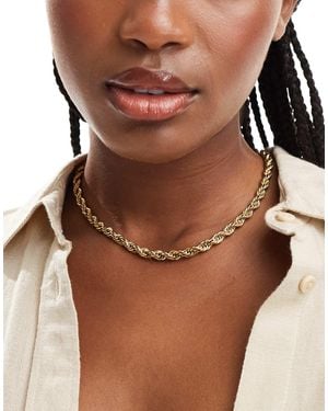 Neck On The Line 6mm Plated Stainless Steel Rope Chain Necklace - Brown