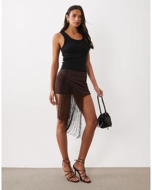 ASOS Fringed Mini Skort - Natural